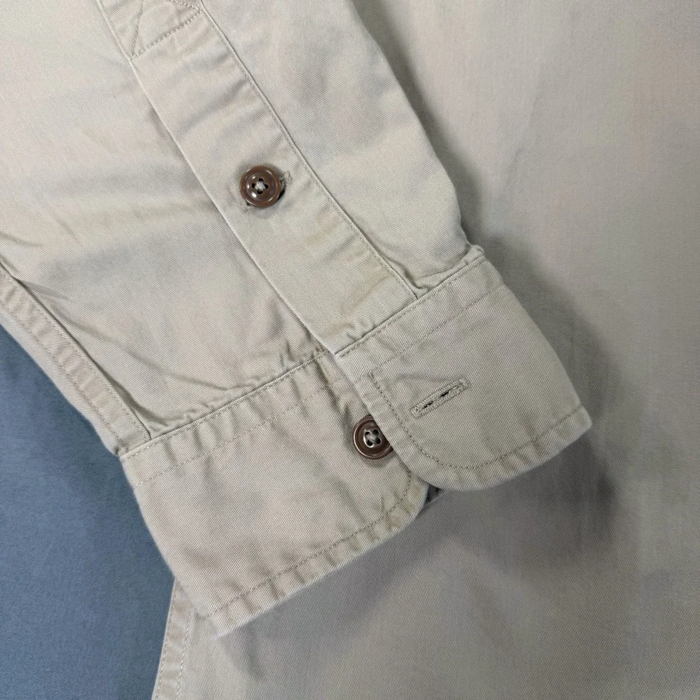 American Living Button Down Shirt Mens XL Khaki Excellent Long Sleeve Epaulets